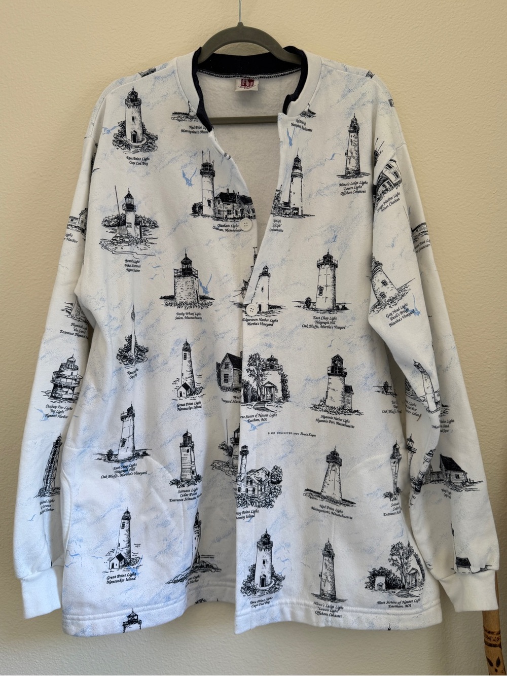Art Unlimited Sportswear Lighthouse Button Front Jacket Vintage 90s XXL
